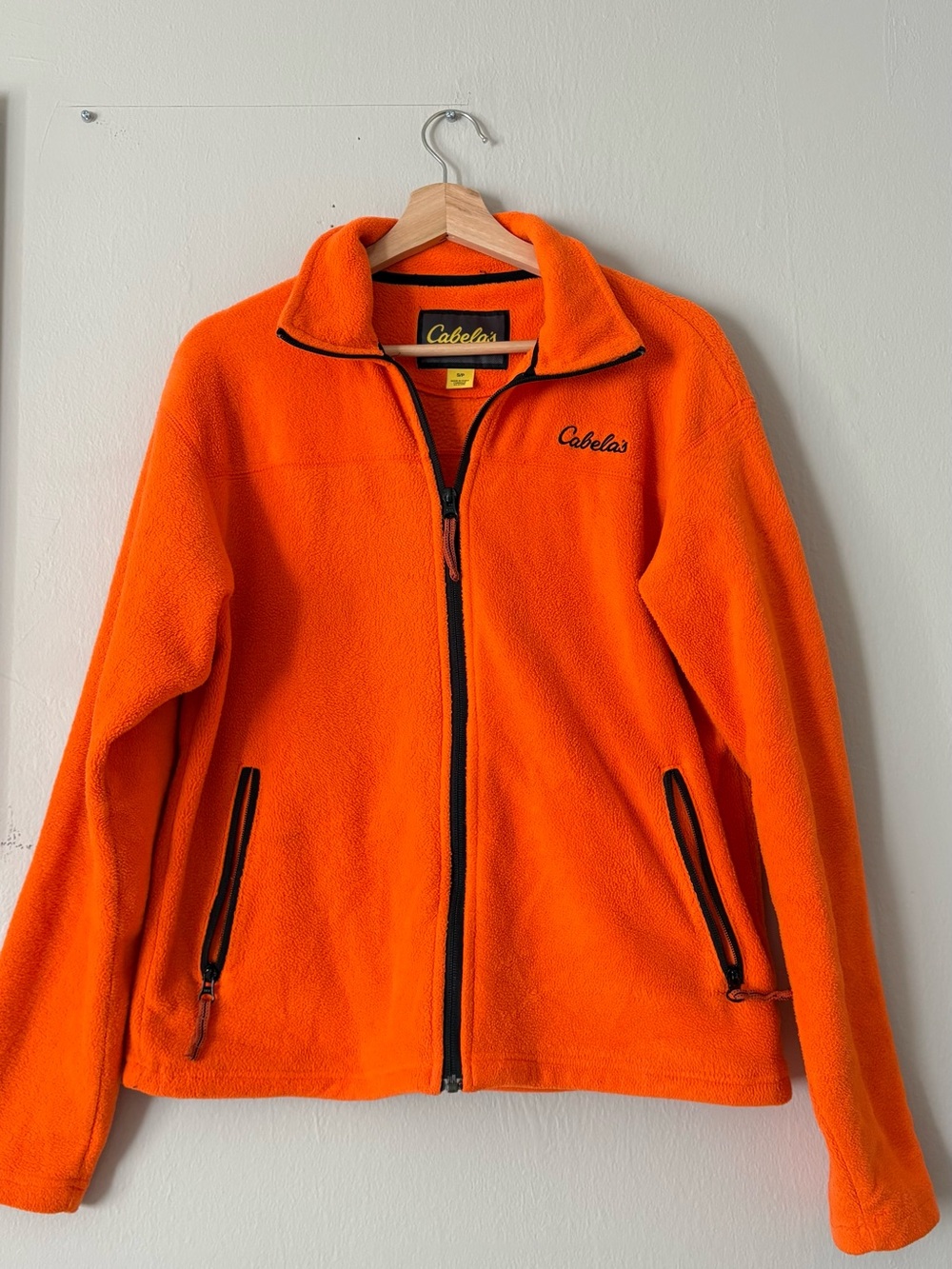 Cabela's Orange Full-Zip Fleece Jacket with Black Trim
